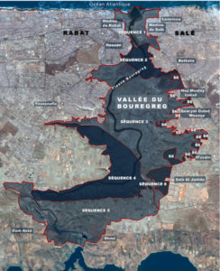 Localisation des 6 séquences du projet d’aménagement de la vallée du Bouregreg ©Agence pour l’Aménagement de la Vallée du Bouregreg