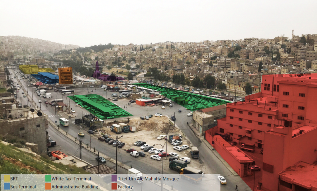 Vue d’ensemble de la gare routière d’Al Mahattah